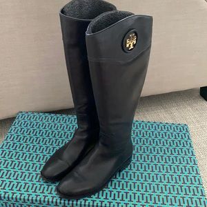 Tory Burch Ashlynn Riding Boot, Black, Size 7.5
